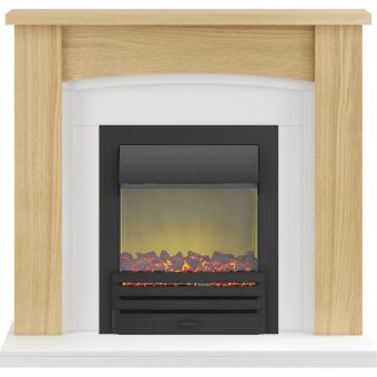 Adam Chilton Fireplace Suite in Oak with Eclipse Electric Fire in Black, 39 Inch