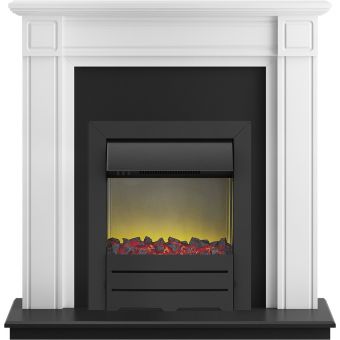 Adam Georgian Fireplace Suite in Pure White with Colorado Electric Fire in Black, 39 Inch