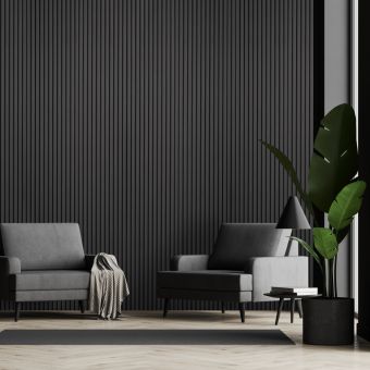 Fuse Acoustic Wooden Wall Panel in Charcoal Oak, 2.4m x 0.6m