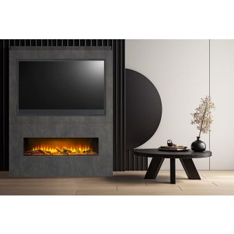 Acantha Nexus Pre-Built Slate Venetian Plaster Effect Fully Inset Media Wall with TV Recess