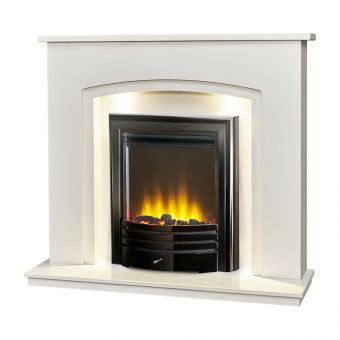 Acantha Granada White Marble Fireplace with Downlights & Amara Electric Fire, 48 Inch