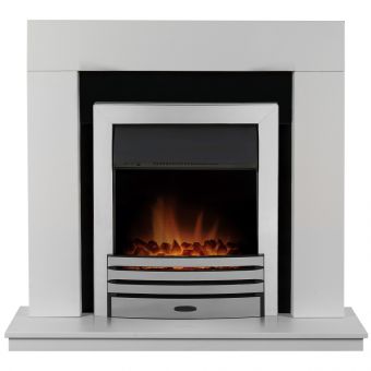 Adam Malmo Fireplace in White & Black with Eclipse Electric Fire in Chrome, 39 Inch