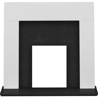 Adam Miami Fireplace in Pure White and Black Granite, 48 Inch