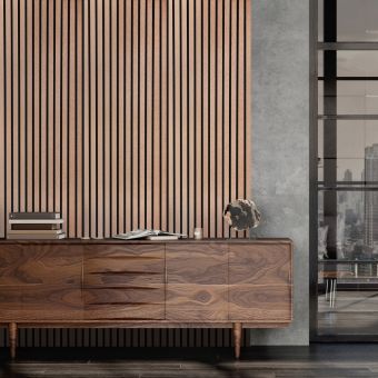 Fuse Acoustic Wooden Wall Panel in Brushed Copper, 2.4m x 0.6m