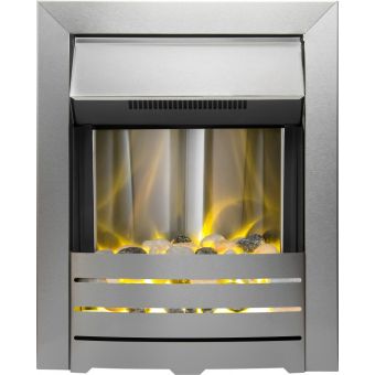 Adam Helios Electric Fire in Brushed Steel