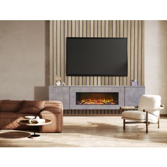 Acantha Orion Electric Floating Media Wall Suite in Concrete Effect, 91 Inch