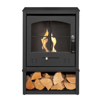 OKO S2 Bio Ethanol Stove with Log Storage in Charcoal Grey