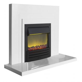 Adam Belair White Marble Fireplace with Eclipse Black Electric Fire, 44 Inch