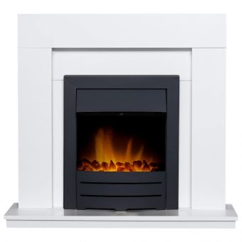 Adam Malmo Fireplace in White with Colorado Electric Fire in Black, 39 Inch