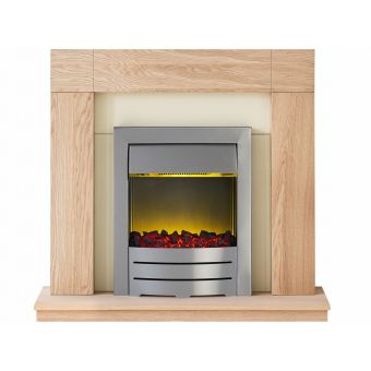 Adam Malmo Fireplace Suite in Oak with Colorado Electric Fire in Brushed Steel, 39 Inch