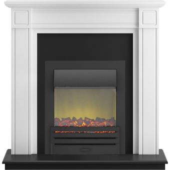 Adam Georgian Fireplace Suite in Pure White with Eclipse Electric Fire in Black, 39 Inch
