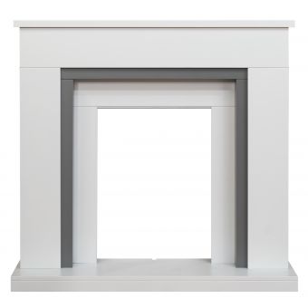 Adam Milan Fireplace in Pure White & Grey, 39 Inch