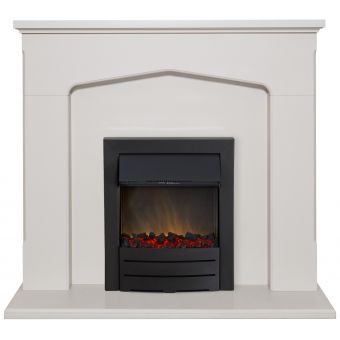 Adam Cotswold Fireplace Suite in Stone Effect with Colorado Electric Fire in Black, 48 Inch