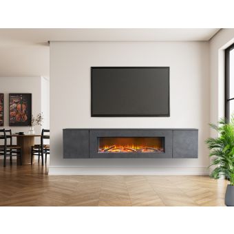 Acantha Orion Electric Floating Media Wall Suite in Slate Effect, 100 Inch