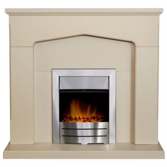 Adam Cotswold Fireplace in Stone Effect with Colorado Electric Fire in Brushed steel, 48 Inch