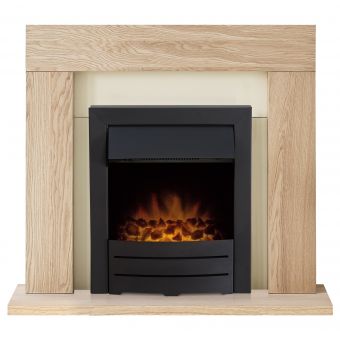 Adam Malmo Fireplace in Oak & Cream with Colorado Electric Fire in Black, 39 Inch