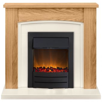 Adam Chilton Fireplace Suite in Oak with Colorado Electric Fire in Black, 39 Inch