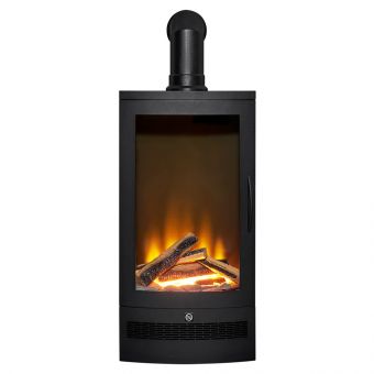 Acantha Horizon Electric Stove with Angled Stove Pipe in Black