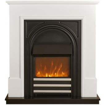 Adam Warwick Fireplace Suite In Pure White & Black Cast Effect, 36 Inch