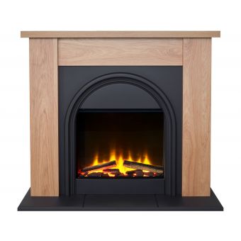 Adam Burlington Electric Fireplace Suite in Oak & Charcoal Grey, 44 Inch