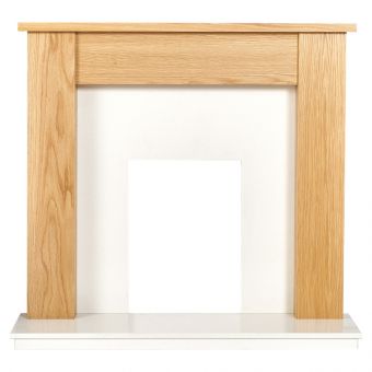 Adam Buxton Fireplace in Oak & White Marble, 48 Inch