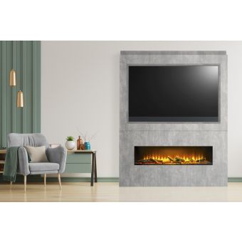 Acantha Nexus Pre-Built Concrete Effect Fully Inset Media Wall with TV Recess