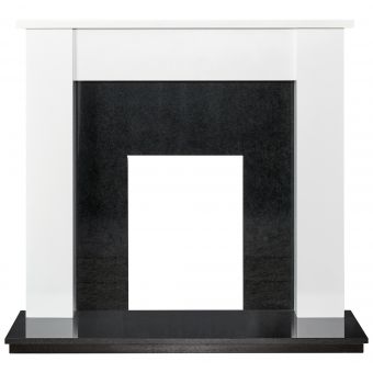 Adam Buxton Fireplace in Pure White & Black Granite Stone, 48 Inch