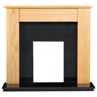 Adam Buxton Fireplace in Oak & Black Granite Stone, 48 Inch