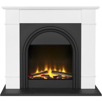 Adam Chesterfield Electric Fireplace Suite in White & Charcoal Grey, 44 Inch
