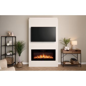 Adam Pre-Built Media Wall 2 with Orlando Inset Wall Electric Fire