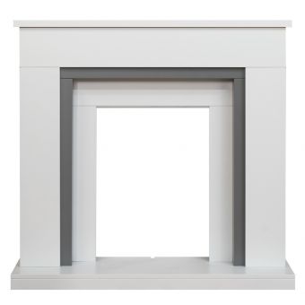 Adam Milan Fireplace in Pure White & Grey, 39 Inch