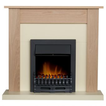 Adam Southwold Fireplace in Oak & Cream with Blenheim Electric Fire in Black, 43 Inch