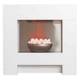 Adam Cubist Electric Fireplace Suite in White, 36 Inch